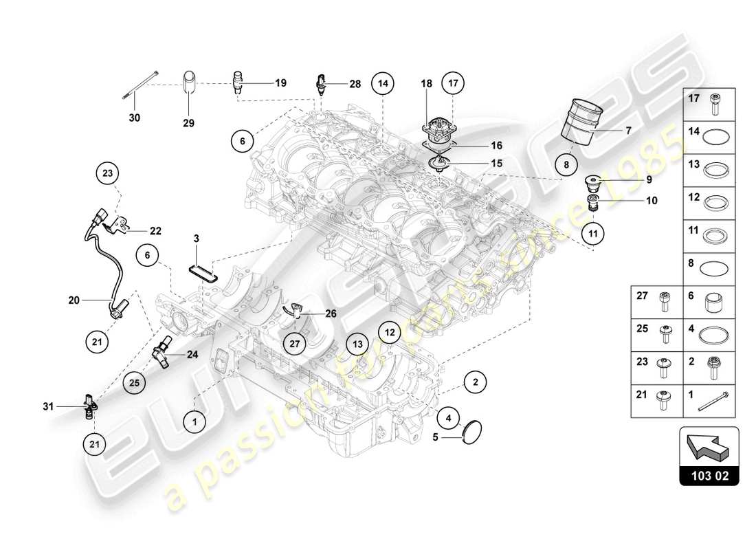 lamborghini lp770-4 svj roadster (2021) schema delle parti della coppa dell'olio