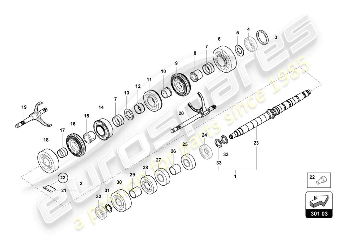 lamborghini 2016 (lp700-4 roadster) albero del cambio di riduzione schema delle parti