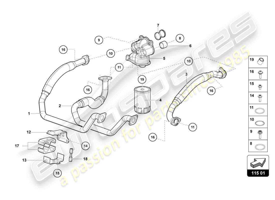 lamborghini sian (2020) schema delle parti filtro olio