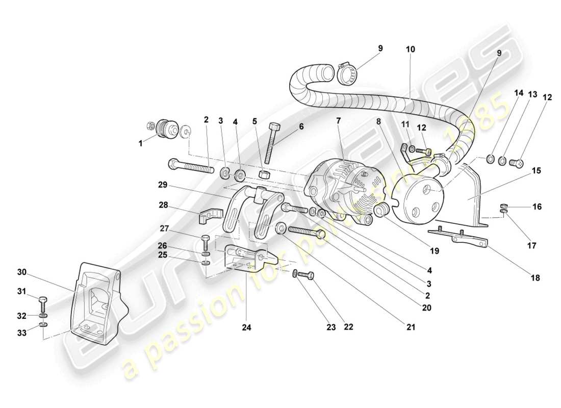 lamborghini murcielago coupe (2003) schema delle parti dell'alternatore