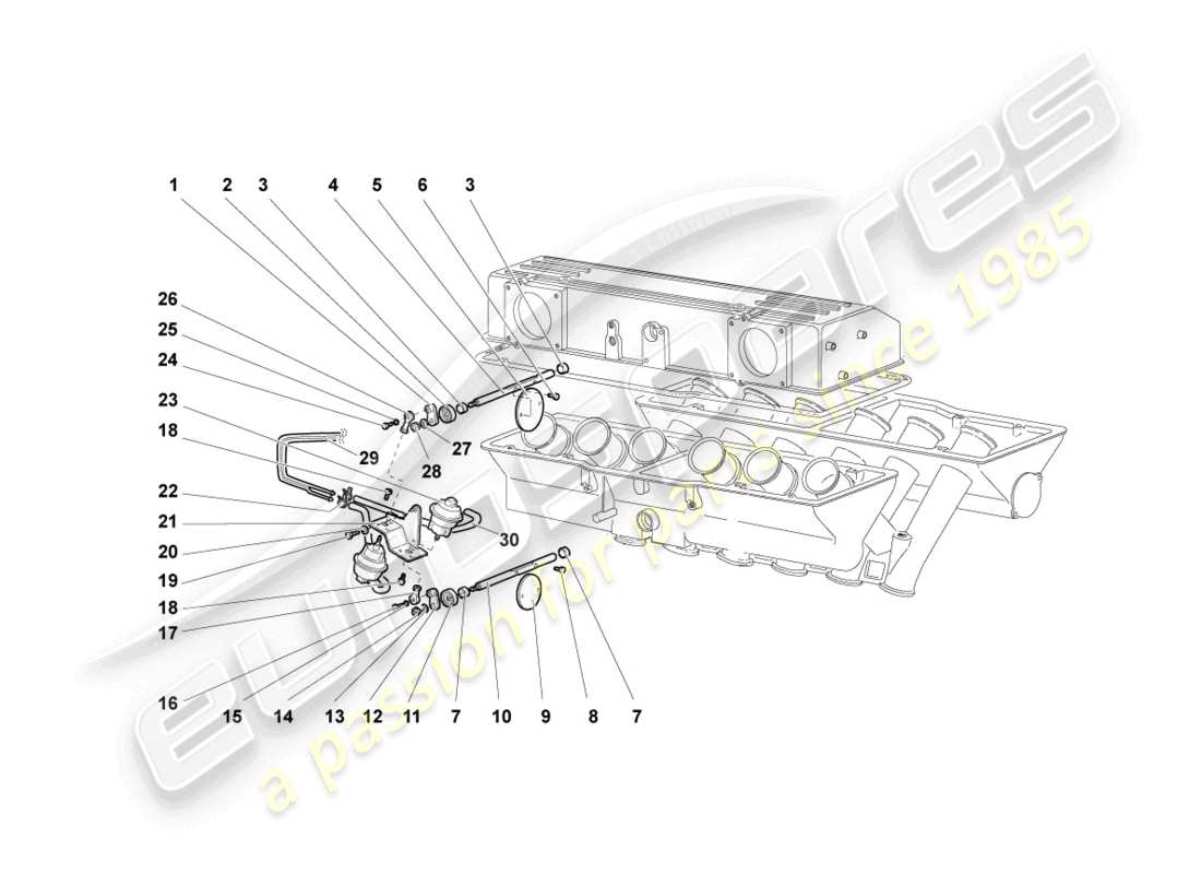 lamborghini murcielago coupe (2003) schema delle parti del sistema di vuoto