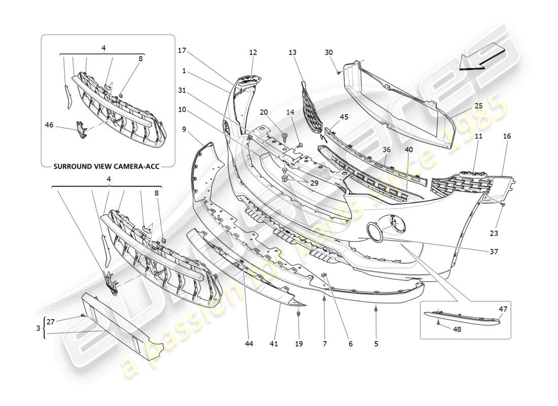 maserati levante gt (2022) paraurti anteriore diagramma delle parti