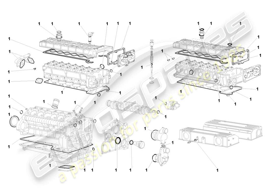 lamborghini murcielago coupe (2002) set guarnizioni per motore schema delle parti