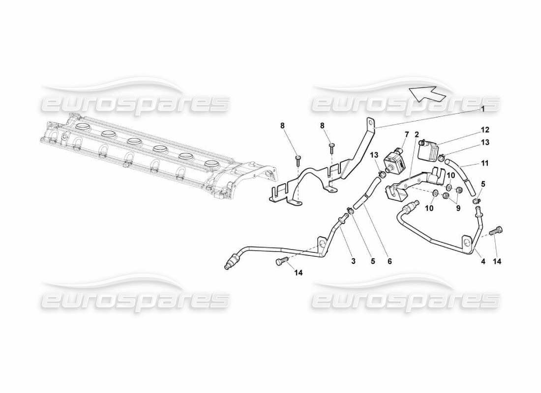 lamborghini murcielago lp670 diagramma delle parti del sistema di controllo delle emissioni