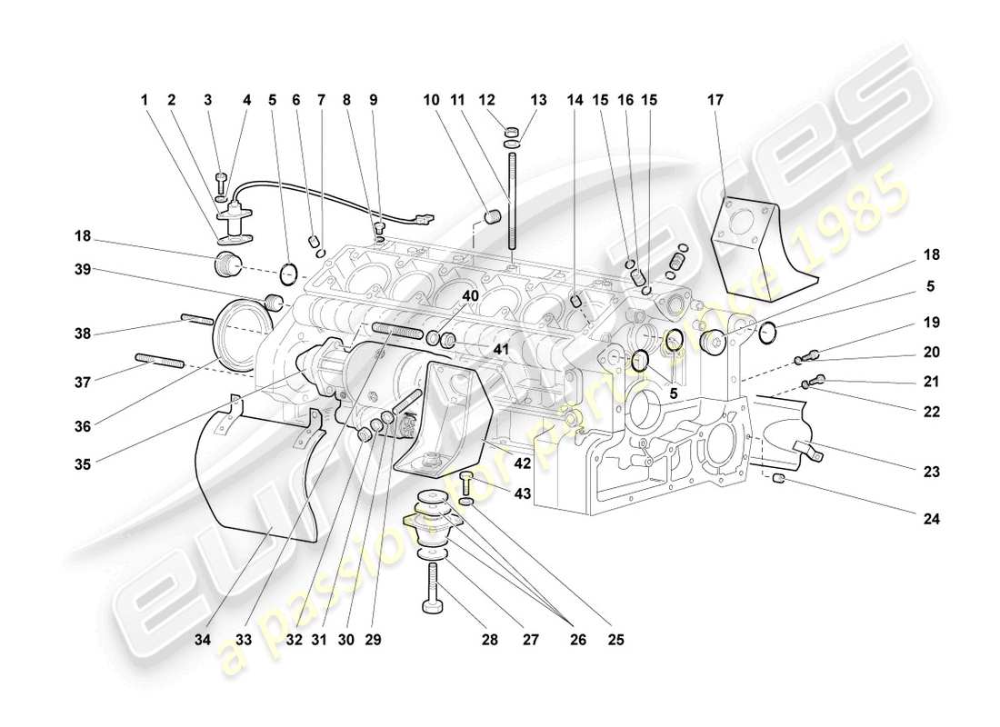 lamborghini murcielago coupe (2005) alloggiamento del basamento schema delle parti
