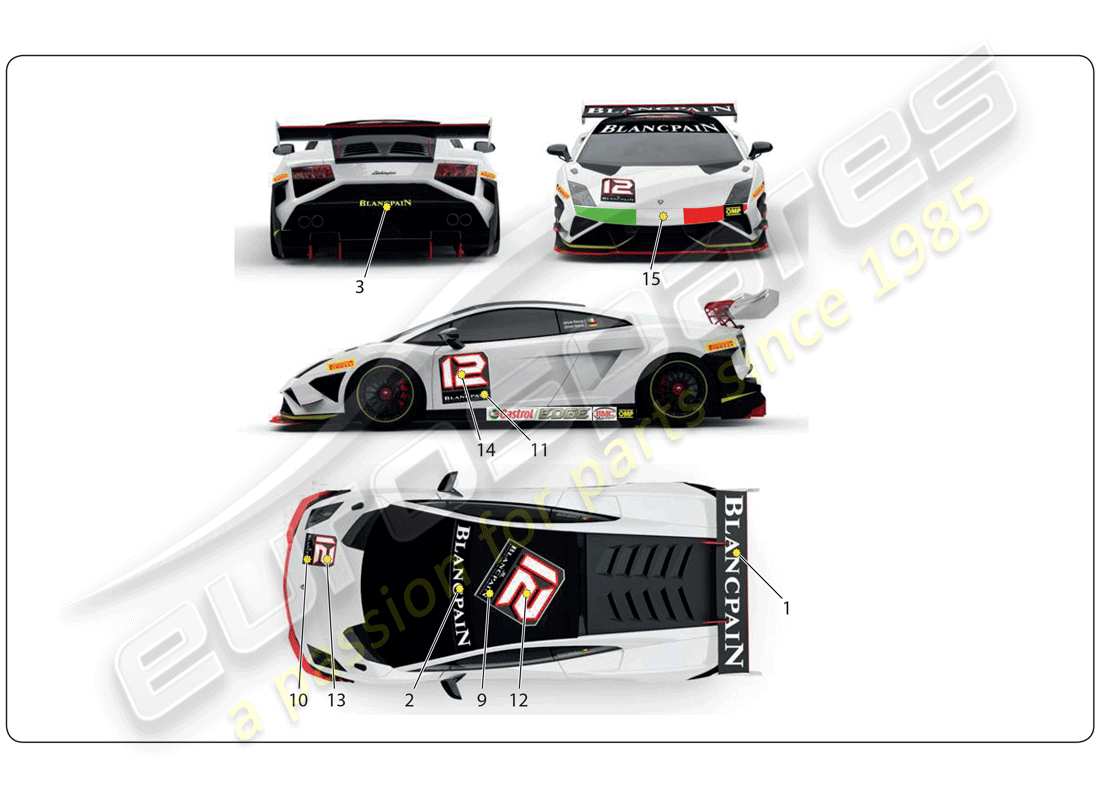 lamborghini super trofeo (2009-2014) etichetta diagramma delle parti