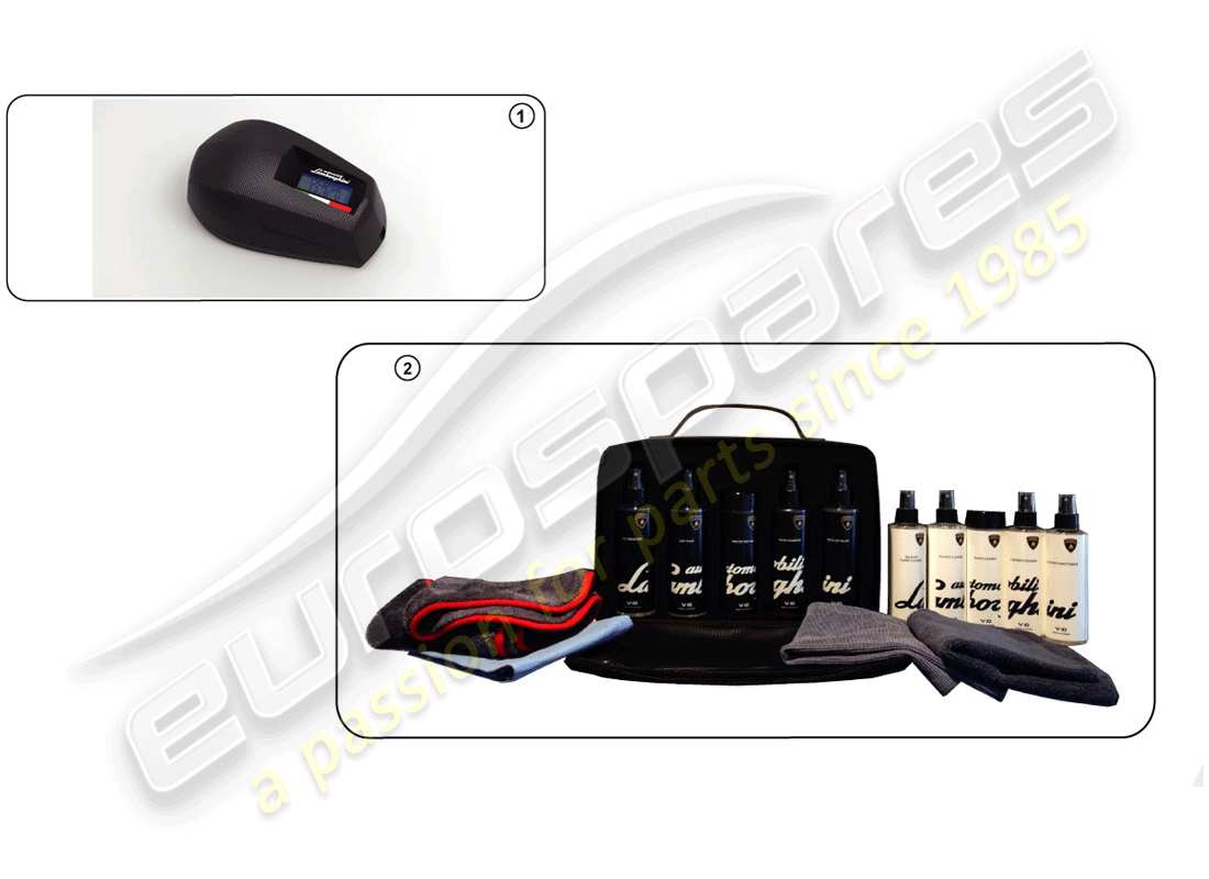 lamborghini accessories (performante coupe) set di agenti detergenti schema delle parti