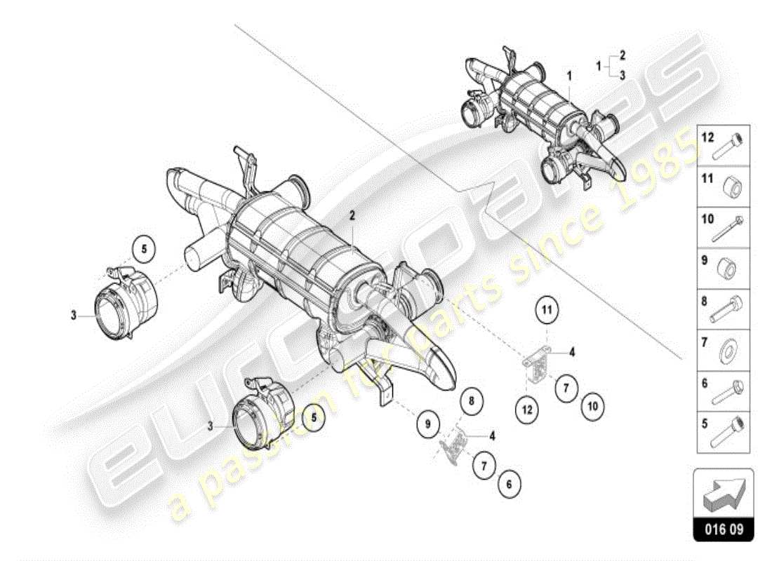 lamborghini huracan performante spyder (accessories) impianto di scarico sportivo (compl.) schema delle parti
