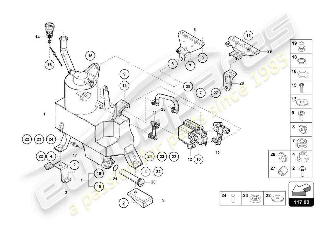 lamborghini lp720-4 roadster 50 (2014) diagramma delle parti del contenitore dell'olio
