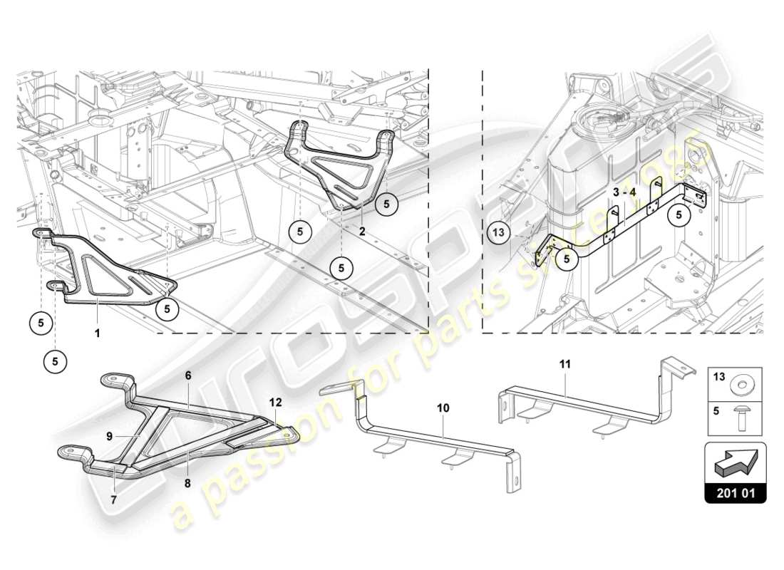 lamborghini 2018 (lp740-4 s roadster) staffa per serbatoio carburante schema delle parti