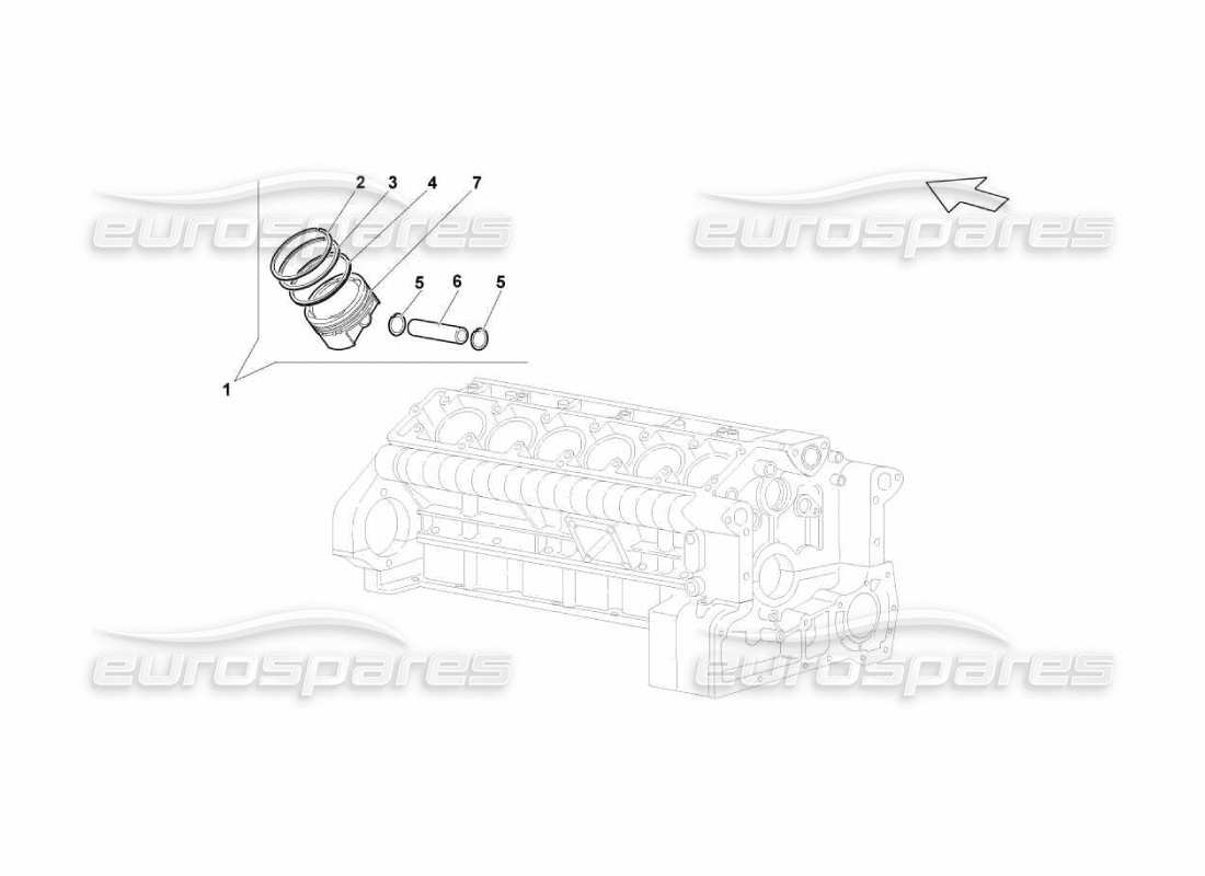 lamborghini murcielago lp670 diagramma delle parti dei pistoni