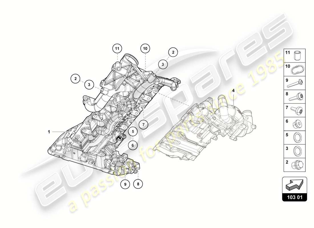 lamborghini lp610-4 spyder (2017) coppa olio motore diagramma delle parti