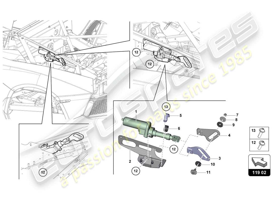 lamborghini 2014 (lp700-4 coupe) motore per deflettore del vento schema delle parti
