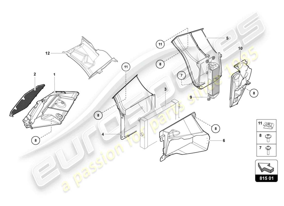 lamborghini lp700-4 coupe (2013) schema delle parti in cartone condotto dell'aria