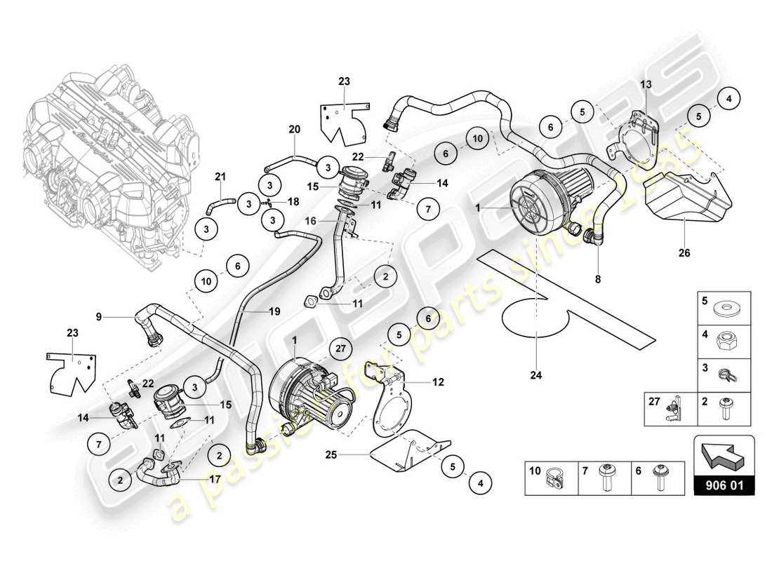 lamborghini lp720-4 roadster 50 (2014) schema delle parti della pompa aria secondaria