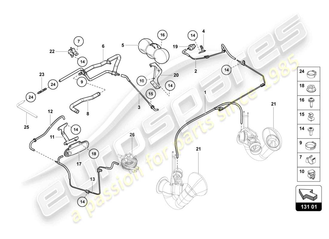 lamborghini lp700-4 roadster (2016) sistema di vuoto diagramma delle parti