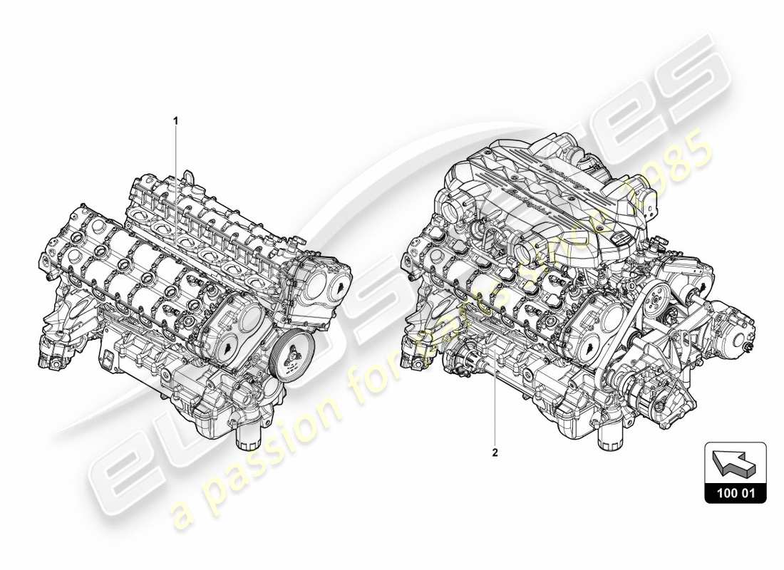 lamborghini centenario roadster (2017) schema delle parti del motore