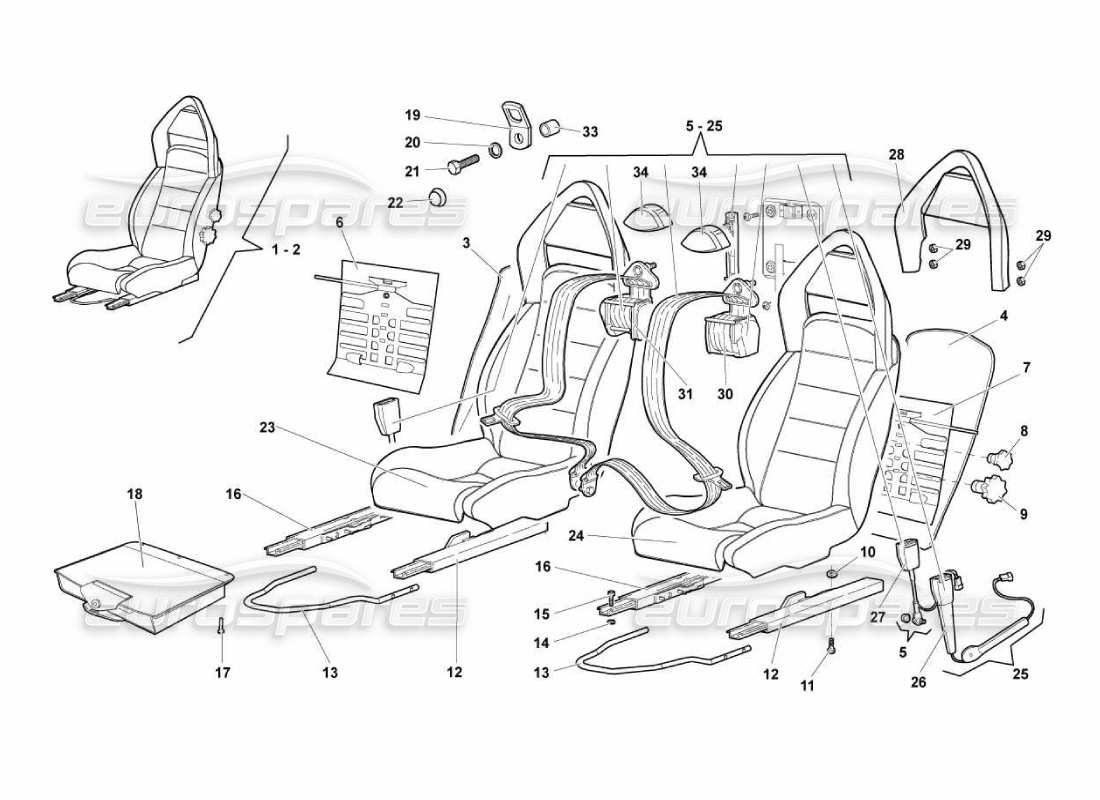 lamborghini murcielago lp670 sedili e cinture di sicurezza diagramma delle parti