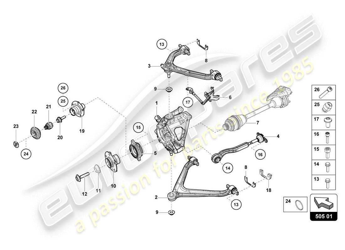 lamborghini 2019 (lp610-4 coupe) schema delle parti assale posteriore