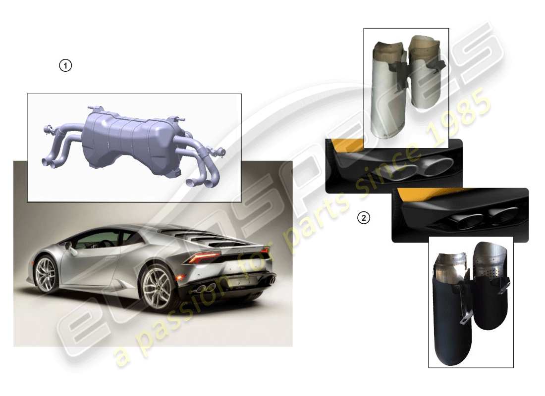 lamborghini accessories (performante coupe) silenziatore sportivo schema delle parti