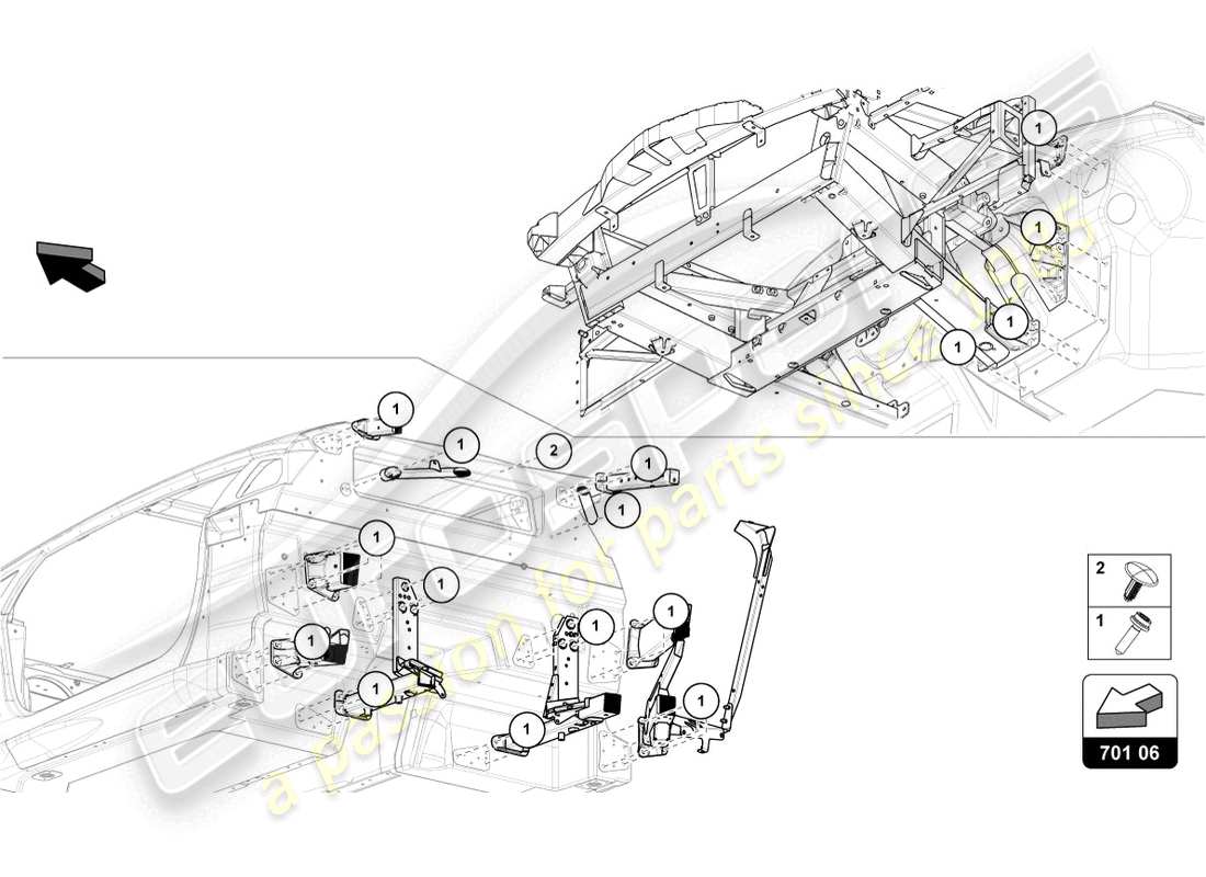 lamborghini 2013 (lp700-4 coupe) diagramma delle parti degli elementi di fissaggio