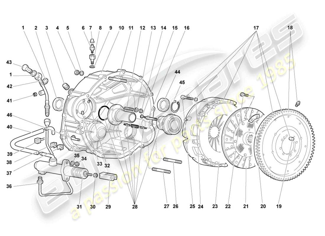 lamborghini murcielago coupe (2003) diagramma delle parti di accoppiamento lhd