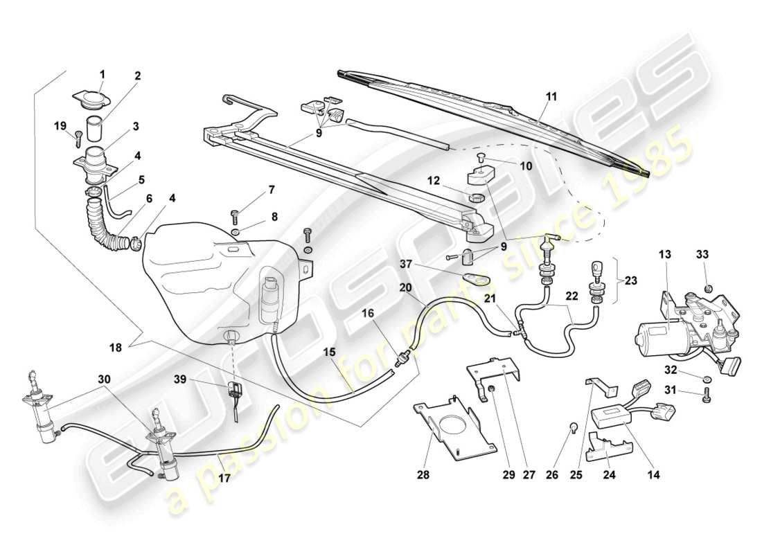 lamborghini murcielago coupe (2003) schema delle parti tergicristallo