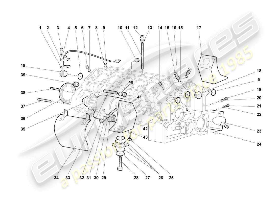 lamborghini murcielago coupe (2003) alloggiamento del basamento schema delle parti