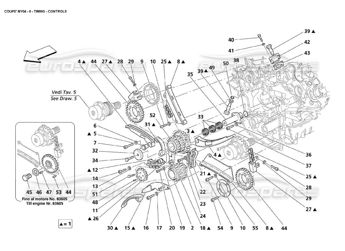 maserati 4200 coupe (2004) diagramma delle parti dei controlli di temporizzazione
