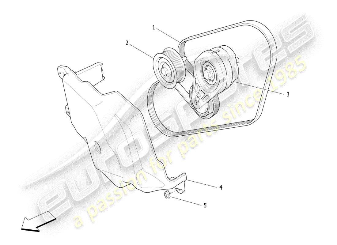 maserati ghibli (2021) diagramma delle parti delle cinghie dei dispositivi ausiliari