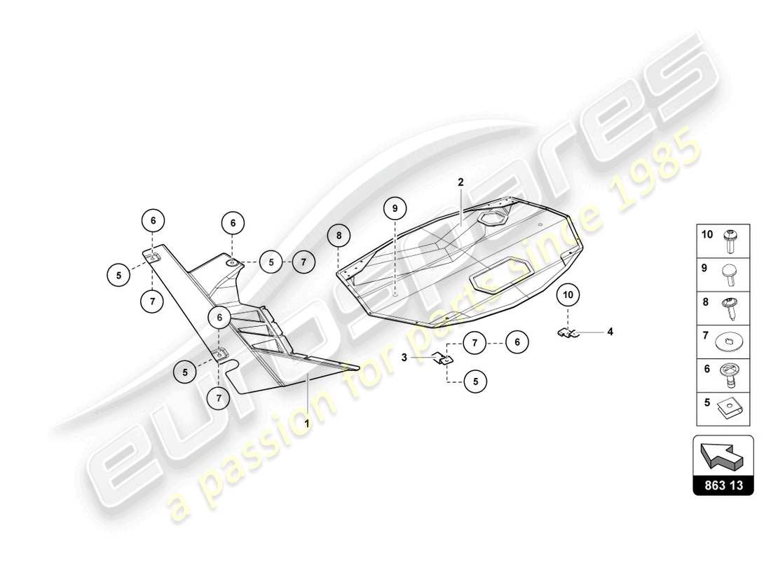 lamborghini lp750-4 sv coupe (2017) copertina diagramma delle parti