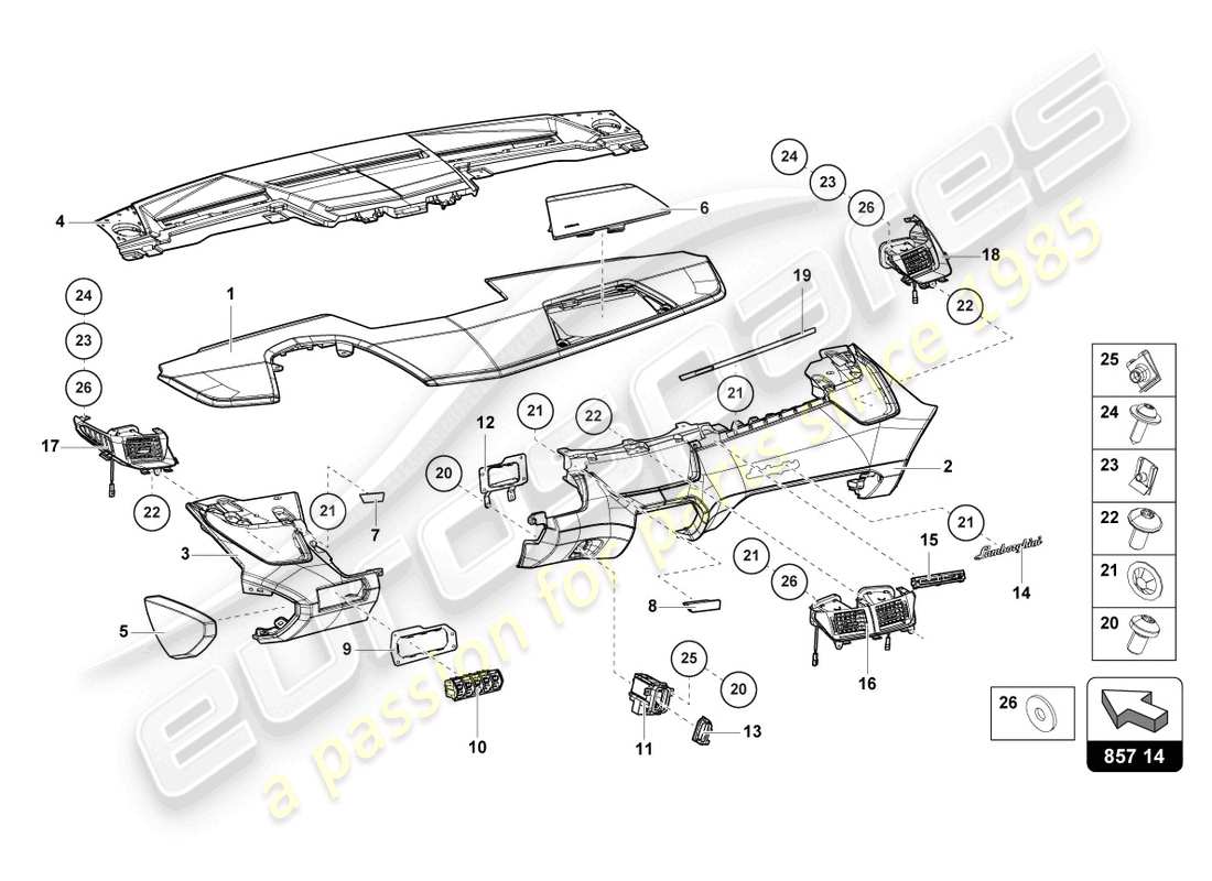 lamborghini sian (2021) pannello di controllo diagramma delle parti