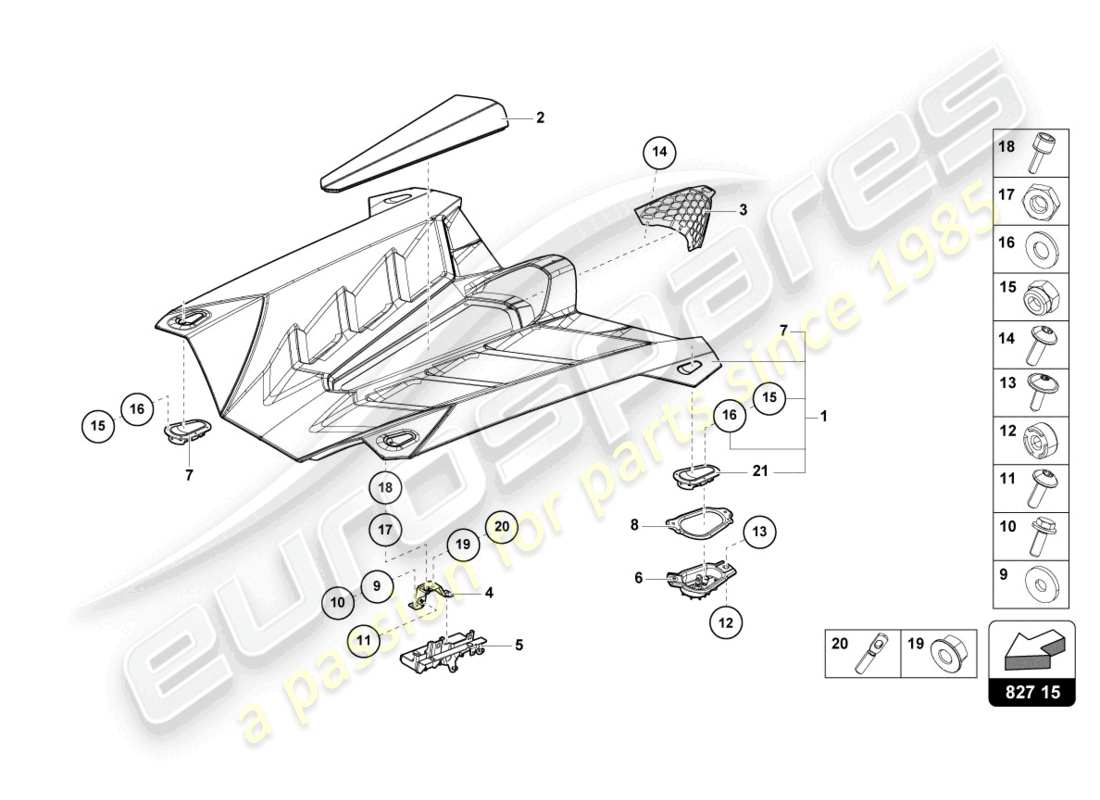 lamborghini lp770-4 svj roadster (2021) copertura motore con isp. copertina diagramma delle parti
