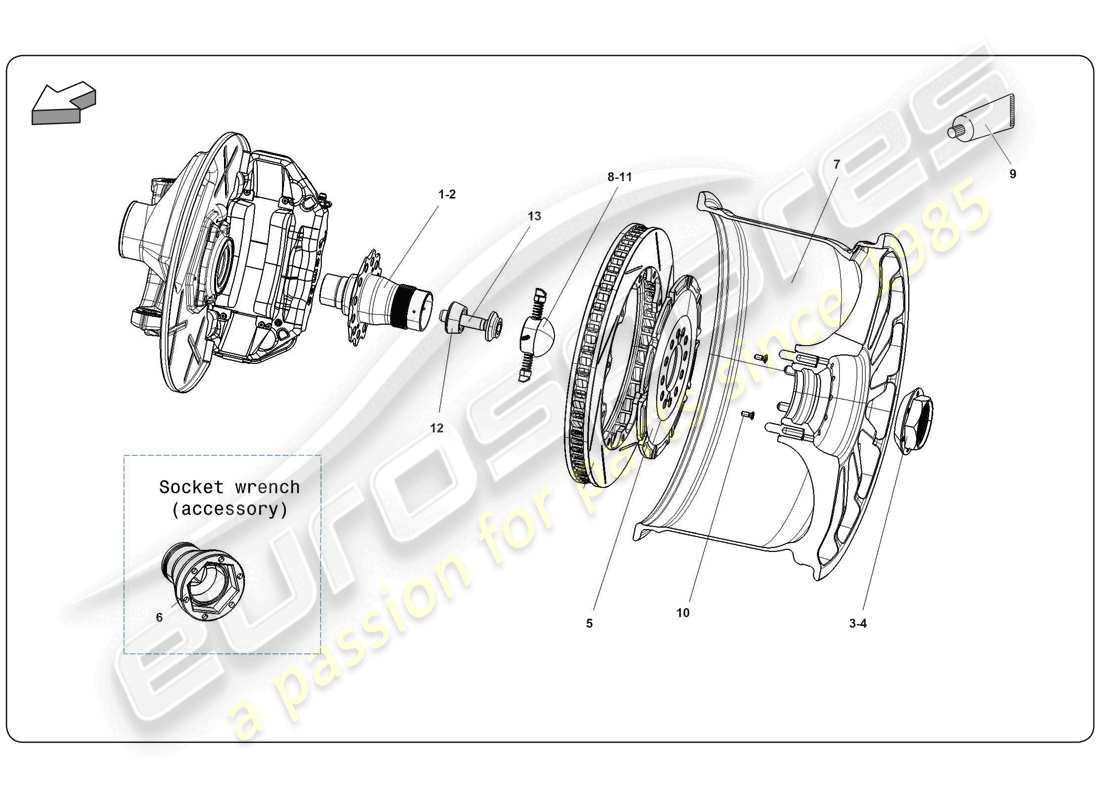 lamborghini super trofeo (2009-2014) kit sistema monoblocco anteriore schema delle parti