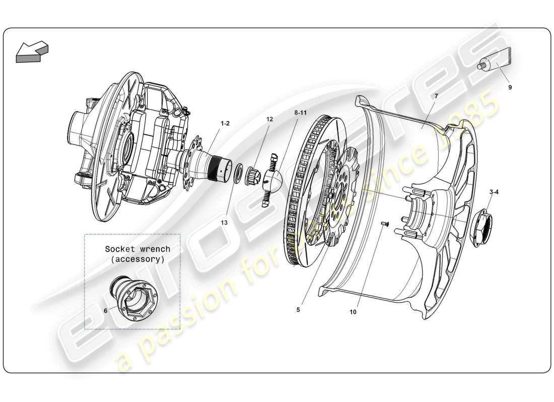 lamborghini super trofeo (2009-2014) kit sistema monolock posteriore schema delle parti