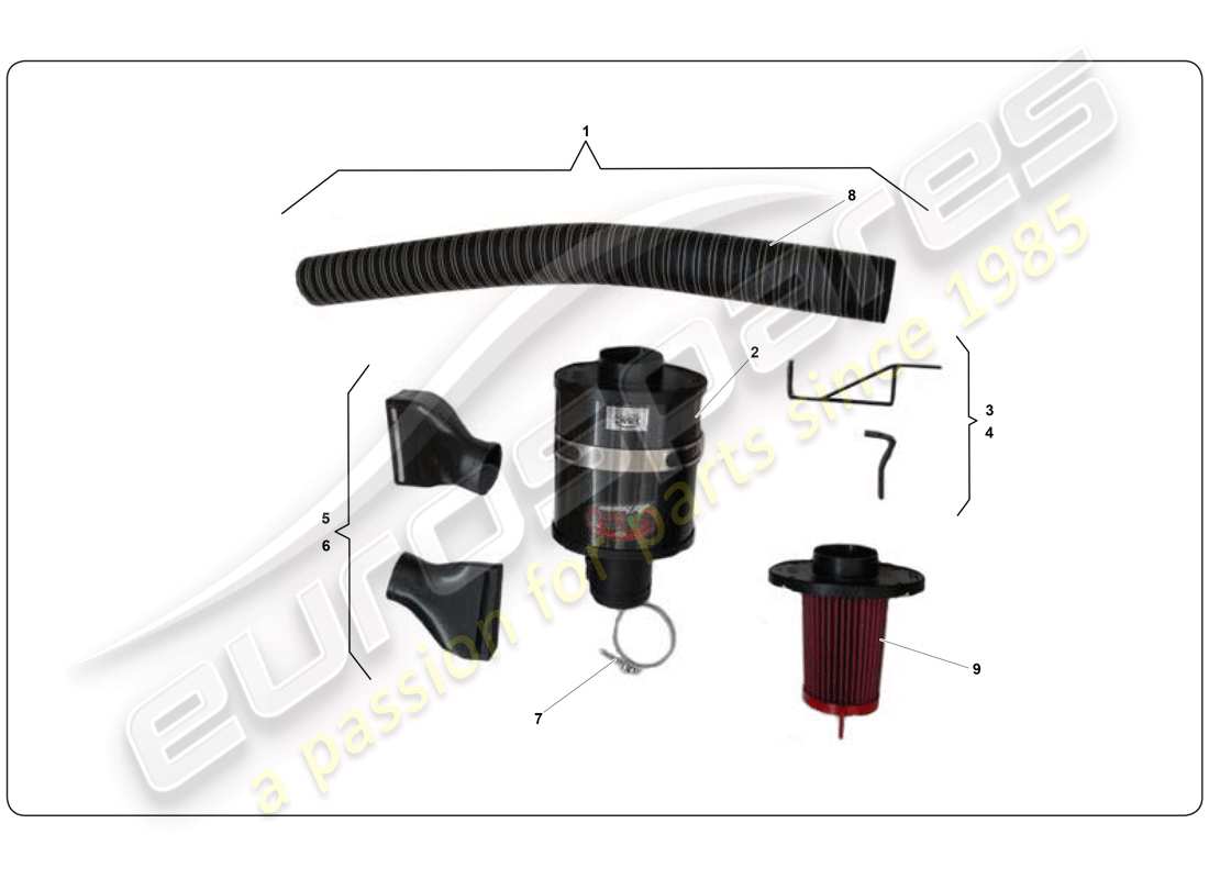 lamborghini super trofeo (2009-2014) schema delle parti del kit filtro aria