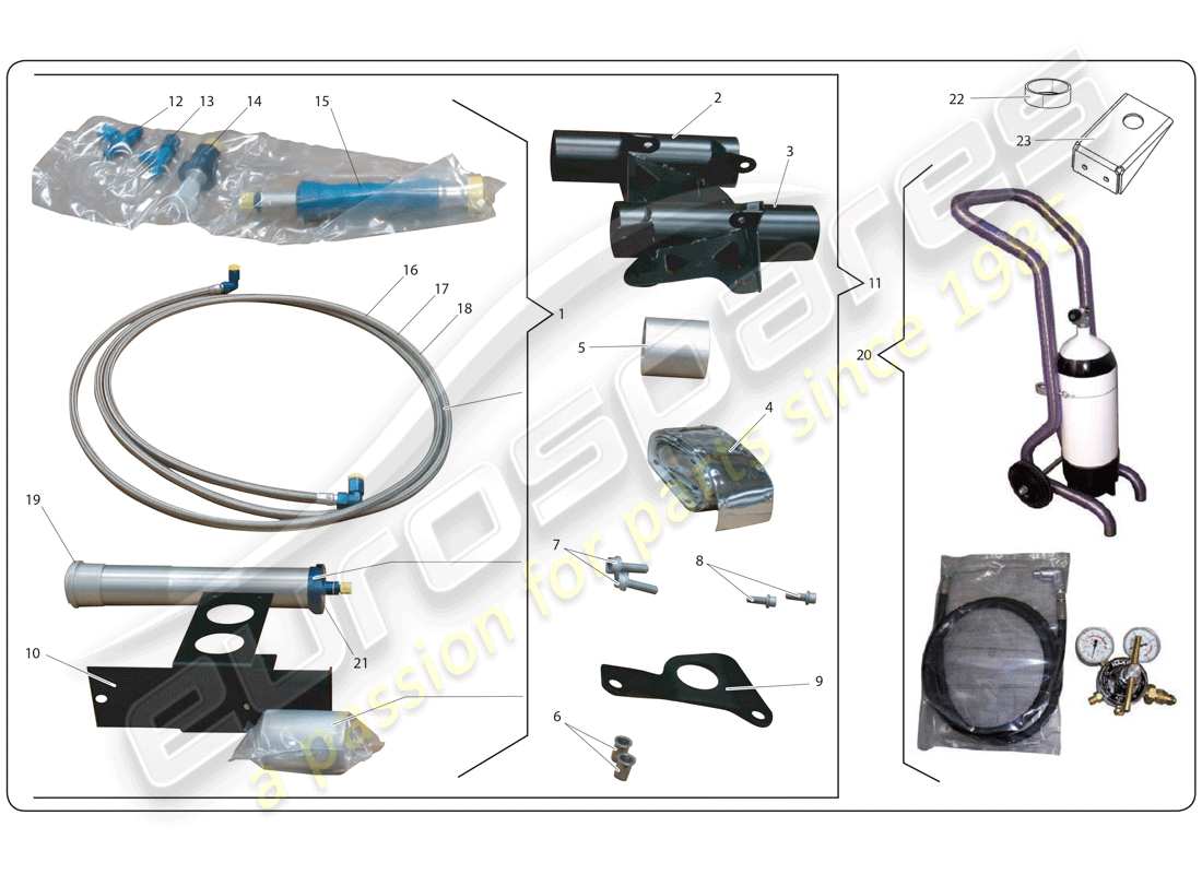 lamborghini super trofeo (2009-2014) schema delle parti del sistema air jack