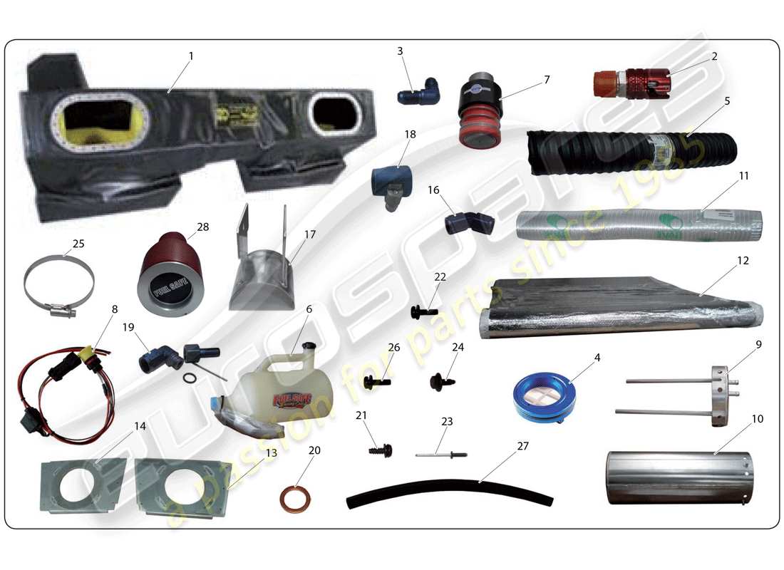 lamborghini super trofeo (2009-2014) schema delle parti del kit carburante