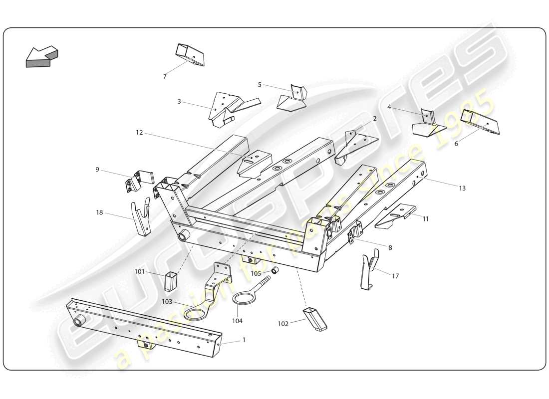 lamborghini super trofeo (2009-2014) elemento telaio schema delle parti