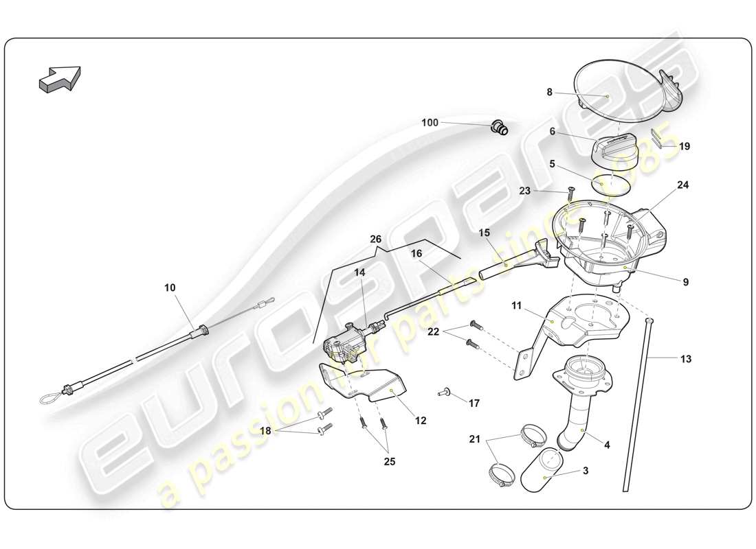 lamborghini super trofeo (2009-2014) schema delle parti del sistema di alimentazione