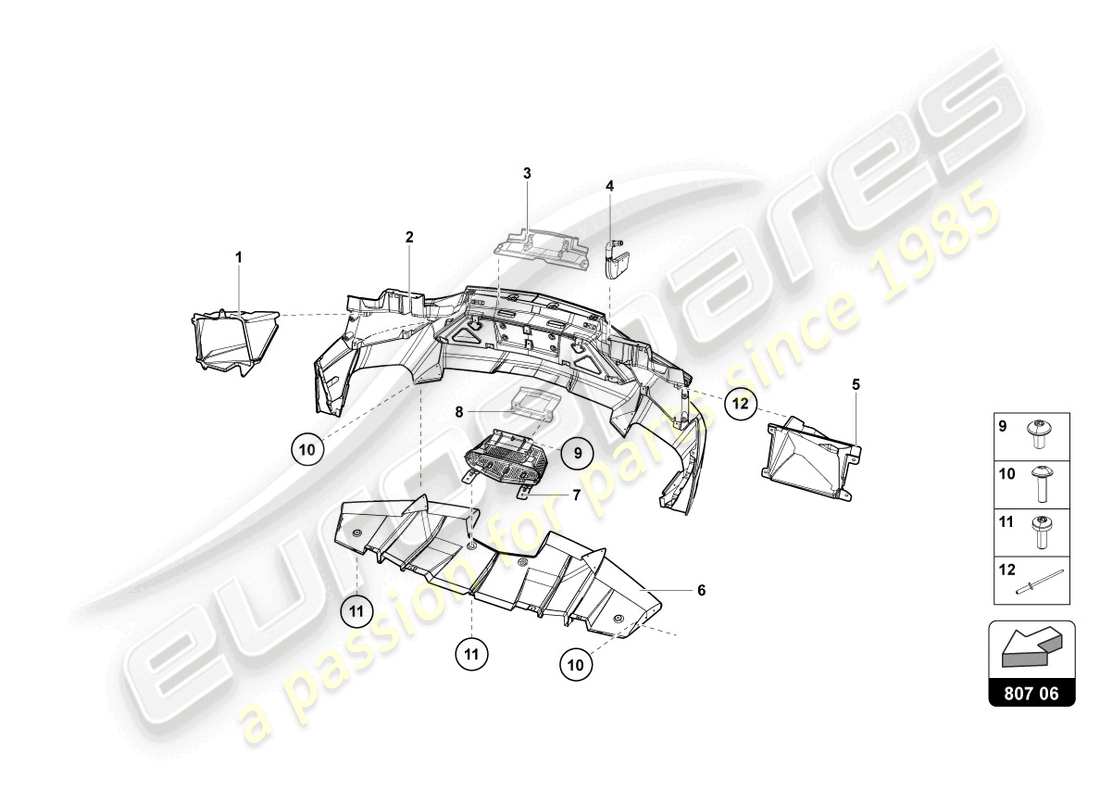 lamborghini 2015 (lp720-4 roadster 50) paraurti, schema delle parti complete