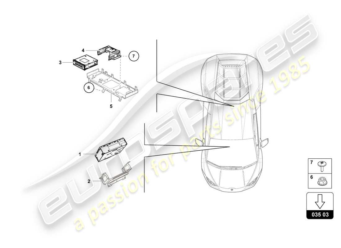 lamborghini lp610-4 spyder (2019) unità di radionavigazione diagramma delle parti