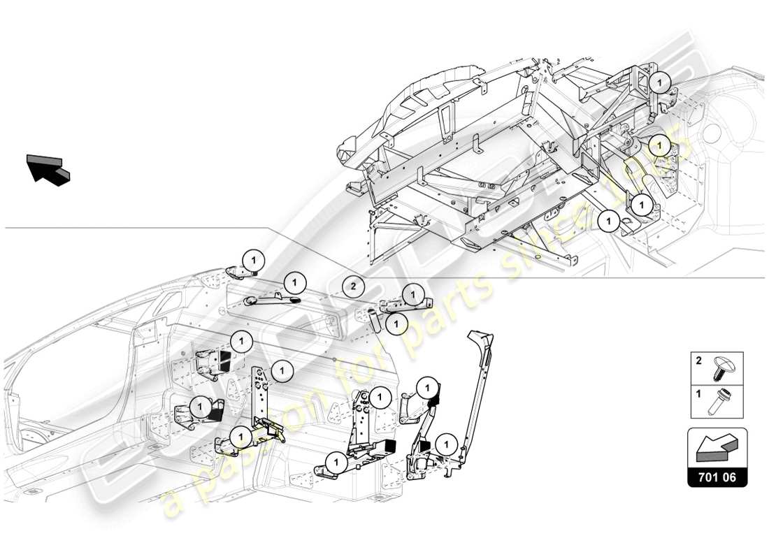 lamborghini 2014 (lp720-4 coupe 50) diagramma delle parti degli elementi di fissaggio