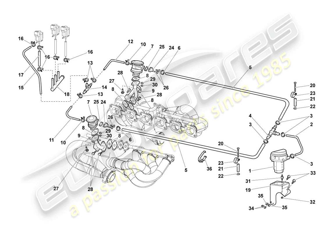 lamborghini murcielago roadster (2006) schema delle parti della pompa aria secondaria