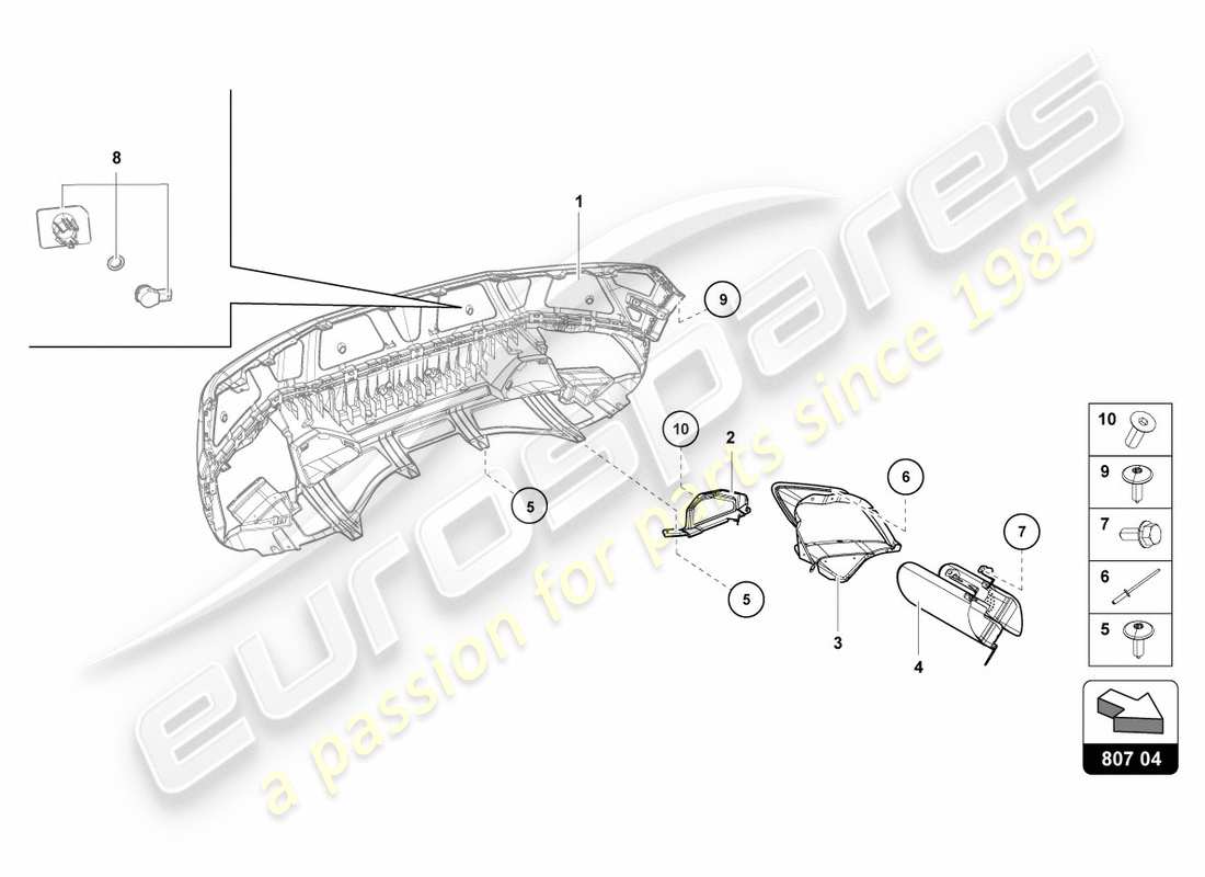 lamborghini 2019 (lp580-2 coupe) schema delle parti scudo calore posteriore, interno
