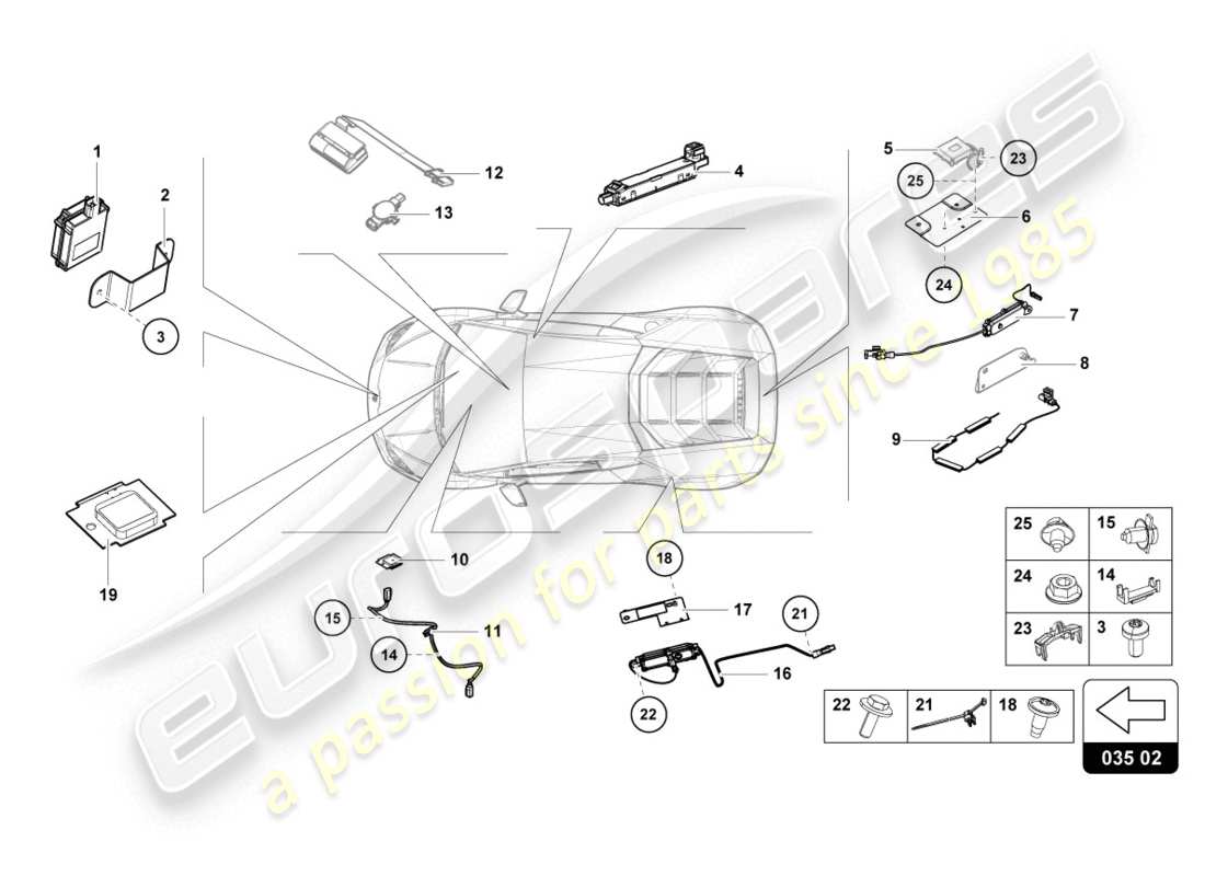 lamborghini lp610-4 coupe (2017) aerea diagramma delle parti