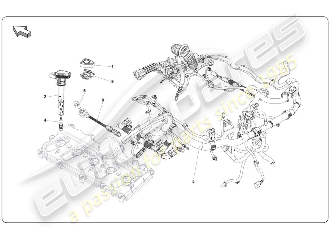 lamborghini super trofeo (2009-2014) sistema di accensione diagramma delle parti