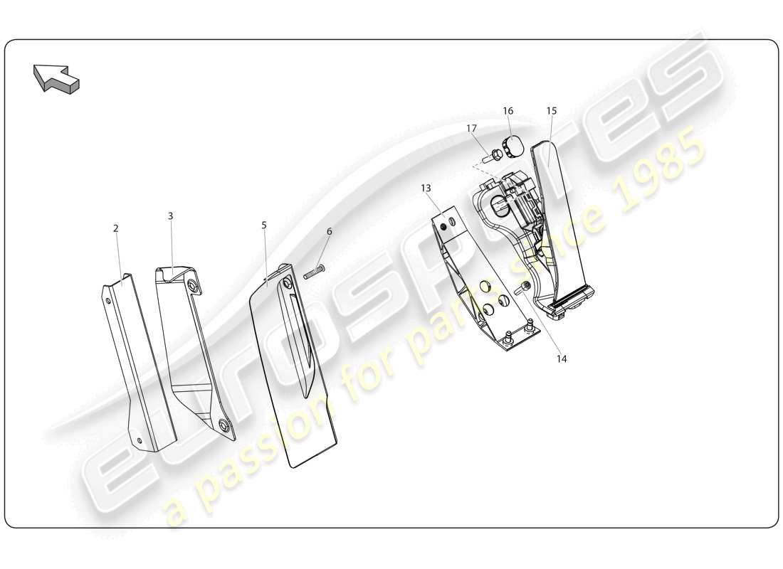 lamborghini super trofeo (2009-2014) diagramma delle parti del pedale