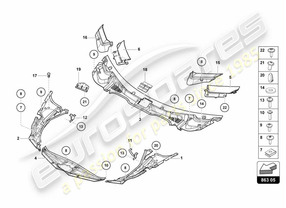 lamborghini lp700-4 coupe (2012) completo bagagli rivestimento del pavimento schema delle parti