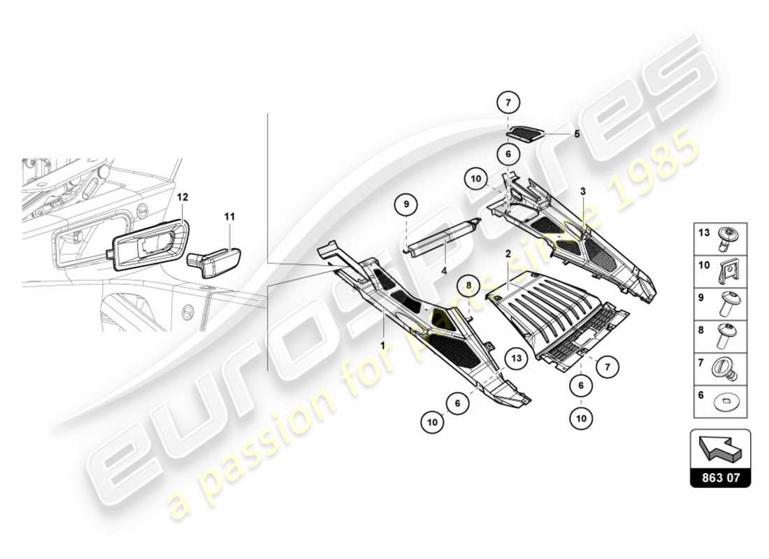 lamborghini lp580-2 coupe (2017) schema delle parti copertura motore